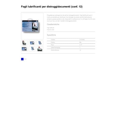 Fogli lubrificanti per distruggidocumenti Rexel Formato A5 conf. 12 fogli - 2101948